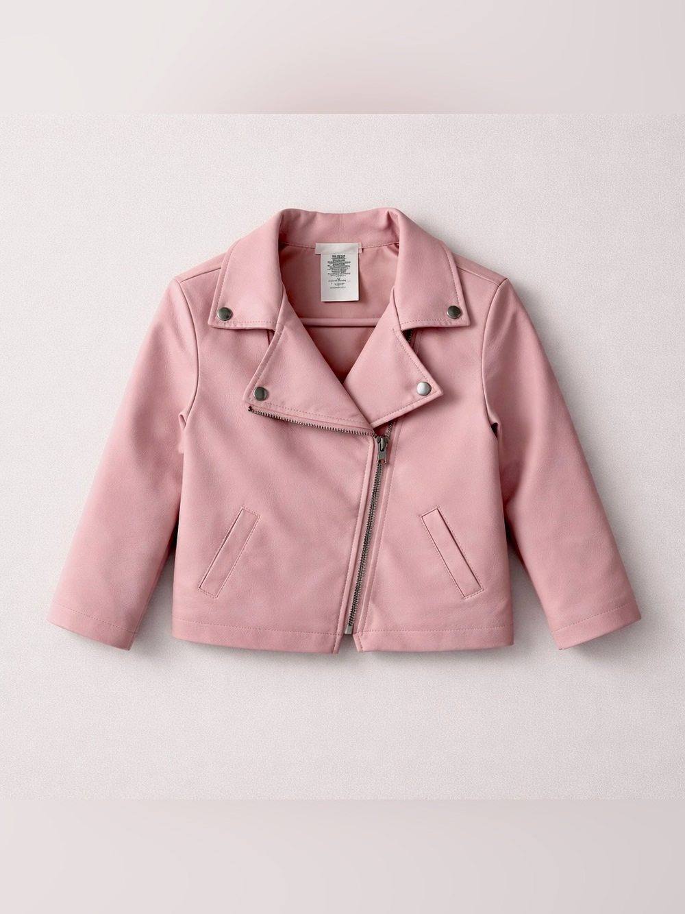 Little Lass Soft Mauve Pink Faux Leather Moto Jacket for Girls Size 4T